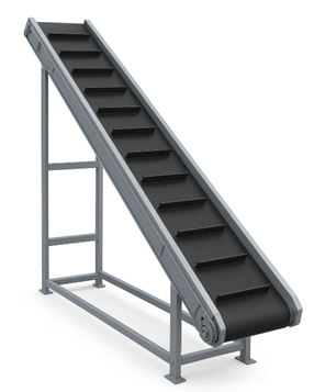 Cleated belt conveyor for inclined material handling